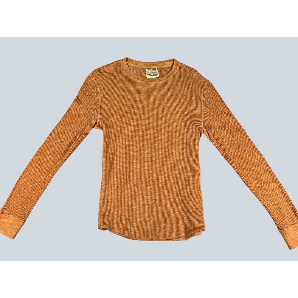 Lucky Brand Mens Lived In Thermal Waffle Knit Shirt Burnt Orange Size Small - Picture 11 of 14